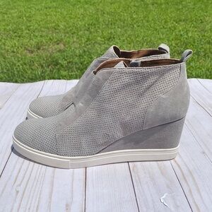 Linea Paolo Grey Suede Wedge Sneaker